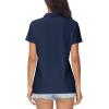 imageMAGCOMSEN Women Tops with Collared Short Sleeve Golf Polo Tops Dry Fit Athletic Tshirt for Work Out Uniform Tee Navy L