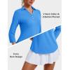 imageMAGCOMSEN Womens 34 Long Sleeve Polo Shirts Collared V Neck Golf Shirts UPF 50 Quick Dry Casual Work TopsAzure