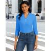 imageMAGCOMSEN Womens 34 Long Sleeve Polo Shirts Collared V Neck Golf Shirts UPF 50 Quick Dry Casual Work TopsAzure