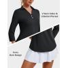 imageMAGCOMSEN Womens 34 Long Sleeve Polo Shirts Collared V Neck Golf Shirts UPF 50 Quick Dry Casual Work TopsBlack