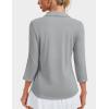 imageMAGCOMSEN Womens 34 Long Sleeve Polo Shirts Collared V Neck Golf Shirts UPF 50 Quick Dry Casual Work TopsLightgrey