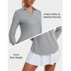 imageMAGCOMSEN Womens 34 Long Sleeve Polo Shirts Collared V Neck Golf Shirts UPF 50 Quick Dry Casual Work TopsLightgrey