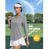 imageMAGCOMSEN Womens 34 Long Sleeve Polo Shirts Collared V Neck Golf Shirts UPF 50 Quick Dry Casual Work TopsLightgrey