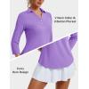 imageMAGCOMSEN Womens 34 Long Sleeve Polo Shirts Collared V Neck Golf Shirts UPF 50 Quick Dry Casual Work TopsLtpurple