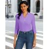 imageMAGCOMSEN Womens 34 Long Sleeve Polo Shirts Collared V Neck Golf Shirts UPF 50 Quick Dry Casual Work TopsLtpurple