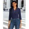 imageMAGCOMSEN Womens 34 Long Sleeve Polo Shirts Collared V Neck Golf Shirts UPF 50 Quick Dry Casual Work TopsNavyblue