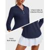 imageMAGCOMSEN Womens 34 Long Sleeve Polo Shirts Collared V Neck Golf Shirts UPF 50 Quick Dry Casual Work TopsNavyblue