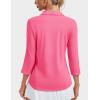 imageMAGCOMSEN Womens 34 Long Sleeve Polo Shirts Collared V Neck Golf Shirts UPF 50 Quick Dry Casual Work TopsRosered