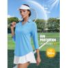 imageMAGCOMSEN Womens 34 Long Sleeve Polo Shirts Collared V Neck Golf Shirts UPF 50 Quick Dry Casual Work TopsSkyblue