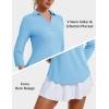 imageMAGCOMSEN Womens 34 Long Sleeve Polo Shirts Collared V Neck Golf Shirts UPF 50 Quick Dry Casual Work TopsSkyblue