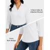 imageMAGCOMSEN Womens 34 Long Sleeve Polo Shirts Collared V Neck Golf Shirts UPF 50 Quick Dry Casual Work TopsWhite