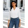 imageMAGCOMSEN Womens 34 Long Sleeve Polo Shirts Collared V Neck Golf Shirts UPF 50 Quick Dry Casual Work TopsWhite