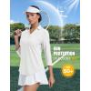 imageMAGCOMSEN Womens 34 Long Sleeve Polo Shirts Collared V Neck Golf Shirts UPF 50 Quick Dry Casual Work TopsWhite
