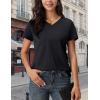 imageMAGCOMSEN Womens Cotton T Shirt VNeck Short Sleeve Shirt ClassicFit Casual Breathable Tee Summer Basic TopsAblack
