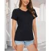 imageMAGCOMSEN Womens Cotton T Shirt VNeck Short Sleeve Shirt ClassicFit Casual Breathable Tee Summer Basic TopsAblack