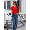 imageMAGCOMSEN Womens Cotton T Shirt VNeck Short Sleeve Shirt ClassicFit Casual Breathable Tee Summer Basic TopsAtomato Red