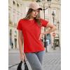 imageMAGCOMSEN Womens Cotton TShirts ShortSleeve Shirts CrewNeck Tops ClassicFit Breathable Casual Summer TeesAtomato Red