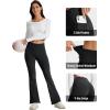 imageMAGCOMSEN Womens Flare Yoga Leggings High Waisted Bootcut Pants with Pockets Tummy Control Work Dress Bell Bottom PantsBlack