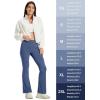 imageMAGCOMSEN Womens Flare Yoga Leggings High Waisted Bootcut Pants with Pockets Tummy Control Work Dress Bell Bottom PantsBlue