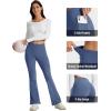 imageMAGCOMSEN Womens Flare Yoga Leggings High Waisted Bootcut Pants with Pockets Tummy Control Work Dress Bell Bottom PantsBlue
