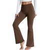 imageMAGCOMSEN Womens Flare Yoga Leggings High Waisted Bootcut Pants with Pockets Tummy Control Work Dress Bell Bottom PantsDark Brown