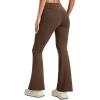 imageMAGCOMSEN Womens Flare Yoga Leggings High Waisted Bootcut Pants with Pockets Tummy Control Work Dress Bell Bottom PantsDark Brown