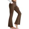 imageMAGCOMSEN Womens Flare Yoga Leggings High Waisted Bootcut Pants with Pockets Tummy Control Work Dress Bell Bottom PantsDark Brown