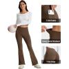 imageMAGCOMSEN Womens Flare Yoga Leggings High Waisted Bootcut Pants with Pockets Tummy Control Work Dress Bell Bottom PantsDark Brown