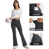 imageMAGCOMSEN Womens Flare Yoga Leggings High Waisted Bootcut Pants with Pockets Tummy Control Work Dress Bell Bottom PantsDark Grey