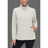 imageMAGCOMSEN Womens Fleece Jacket Zip Up Coat Lightweight Soft Warm Long Sleeve Jackets with Pockets for WinterAcream