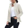 imageMAGCOMSEN Womens Fleece Jacket Zip Up Coat Lightweight Soft Warm Long Sleeve Jackets with Pockets for WinterAcream