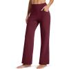 imageMAGCOMSEN Womens Fleece Lined Pants Waterproof High Waist Wide Leg Yoga Work Pants Warm Winter Sweatpants with PocketsBurgundy