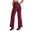 imageMAGCOMSEN Womens Fleece Lined Pants Waterproof High Waist Wide Leg Yoga Work Pants Warm Winter Sweatpants with PocketsBurgundy
