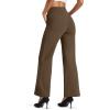 imageMAGCOMSEN Womens Fleece Lined Pants Waterproof High Waist Wide Leg Yoga Work Pants Warm Winter Sweatpants with PocketsDark Brown
