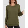 imageMAGCOMSEN Womens Fleece Lined Sweatshirt Crewneck Cotton Pullover Fall Winter Casual Long Sleeve Warm Soft TopsArmy Green
