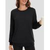 imageMAGCOMSEN Womens Fleece Lined Sweatshirt Crewneck Cotton Pullover Fall Winter Casual Long Sleeve Warm Soft TopsBlack