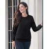 imageMAGCOMSEN Womens Fleece Lined Sweatshirt Crewneck Cotton Pullover Fall Winter Casual Long Sleeve Warm Soft TopsBlack