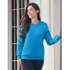 imageMAGCOMSEN Womens Fleece Lined Sweatshirt Crewneck Cotton Pullover Fall Winter Casual Long Sleeve Warm Soft TopsBright Blue