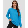 imageMAGCOMSEN Womens Fleece Lined Sweatshirt Crewneck Cotton Pullover Fall Winter Casual Long Sleeve Warm Soft TopsBright Blue