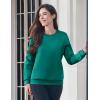 imageMAGCOMSEN Womens Fleece Lined Sweatshirt Crewneck Cotton Pullover Fall Winter Casual Long Sleeve Warm Soft TopsEmerald Green