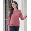 imageMAGCOMSEN Womens Fleece Lined Sweatshirt Crewneck Cotton Pullover Fall Winter Casual Long Sleeve Warm Soft TopsGrey Pink
