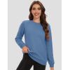 imageMAGCOMSEN Womens Fleece Lined Sweatshirt Crewneck Cotton Pullover Fall Winter Casual Long Sleeve Warm Soft TopsHaze Blue