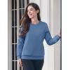 imageMAGCOMSEN Womens Fleece Lined Sweatshirt Crewneck Cotton Pullover Fall Winter Casual Long Sleeve Warm Soft TopsHaze Blue