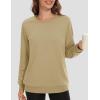 imageMAGCOMSEN Womens Fleece Lined Sweatshirt Crewneck Cotton Pullover Fall Winter Casual Long Sleeve Warm Soft TopsKhaki