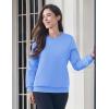 imageMAGCOMSEN Womens Fleece Lined Sweatshirt Crewneck Cotton Pullover Fall Winter Casual Long Sleeve Warm Soft TopsLight Blue