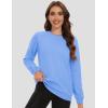 imageMAGCOMSEN Womens Fleece Lined Sweatshirt Crewneck Cotton Pullover Fall Winter Casual Long Sleeve Warm Soft TopsLight Blue