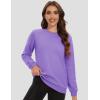 imageMAGCOMSEN Womens Fleece Lined Sweatshirt Crewneck Cotton Pullover Fall Winter Casual Long Sleeve Warm Soft TopsLight Purple