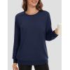 imageMAGCOMSEN Womens Fleece Lined Sweatshirt Crewneck Cotton Pullover Fall Winter Casual Long Sleeve Warm Soft TopsNavy