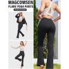 imageMAGCOMSEN Womens High Waisted Flare Leggings Tummy Control Yoga Pants with Pockets Mini Flared Bootcut Workout CasualBlack