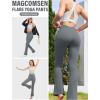 imageMAGCOMSEN Womens High Waisted Flare Leggings Tummy Control Yoga Pants with Pockets Mini Flared Bootcut Workout CasualDark Grey